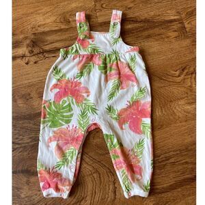 Burt’s Bees Baby white/pink tropical flowers jumpsuit